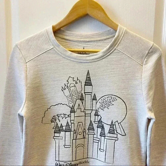 Walt Disney World Disney Parks Magic Kingdom Castle Sweatshirt Ivory Grey XS - Picture 5 of 16